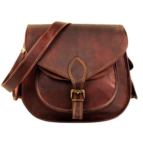 brown messenger bag fake leather|brown leather messenger bag women's.